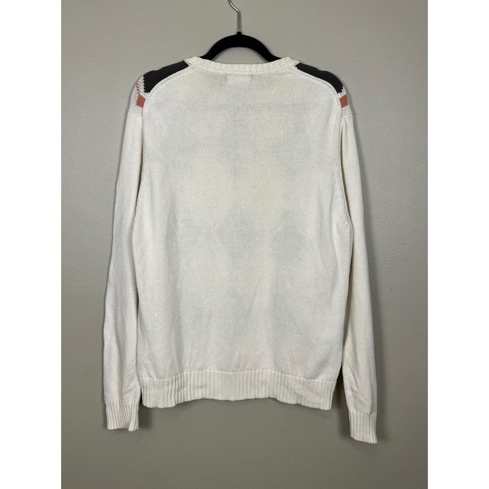 Dockers Mens Argyle Crewneck Sweater Cream White Cotton Knit‎ Medium - Picture 2 of 9